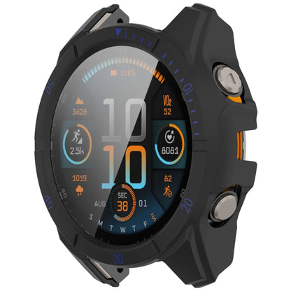For Garmin Fenix 8 AMOLED 51mm Tempered Glass Film Integrated PC Watch Case(Black Blue) - Watch Cases by buy2fix | Online Shopping UK | buy2fix