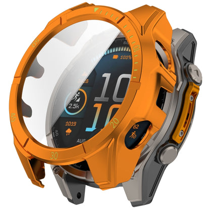For Garmin Fenix 8 AMOLED 47mm Tempered Glass Film Integrated PC Watch Case(Orange Green) - Watch Cases by buy2fix | Online Shopping UK | buy2fix