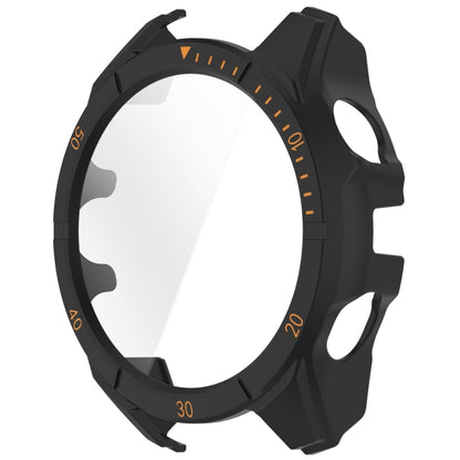 For Garmin Fenix 8 AMOLED 47mm Tempered Glass Film Integrated PC Watch Case(Black Orange) - Watch Cases by buy2fix | Online Shopping UK | buy2fix