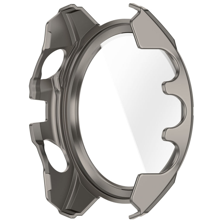 For Garmin Fenix 8 AMOLED 47mm Tempered Glass Film Integrated PC Watch Case(Titanium Blue) - Watch Cases by buy2fix | Online Shopping UK | buy2fix