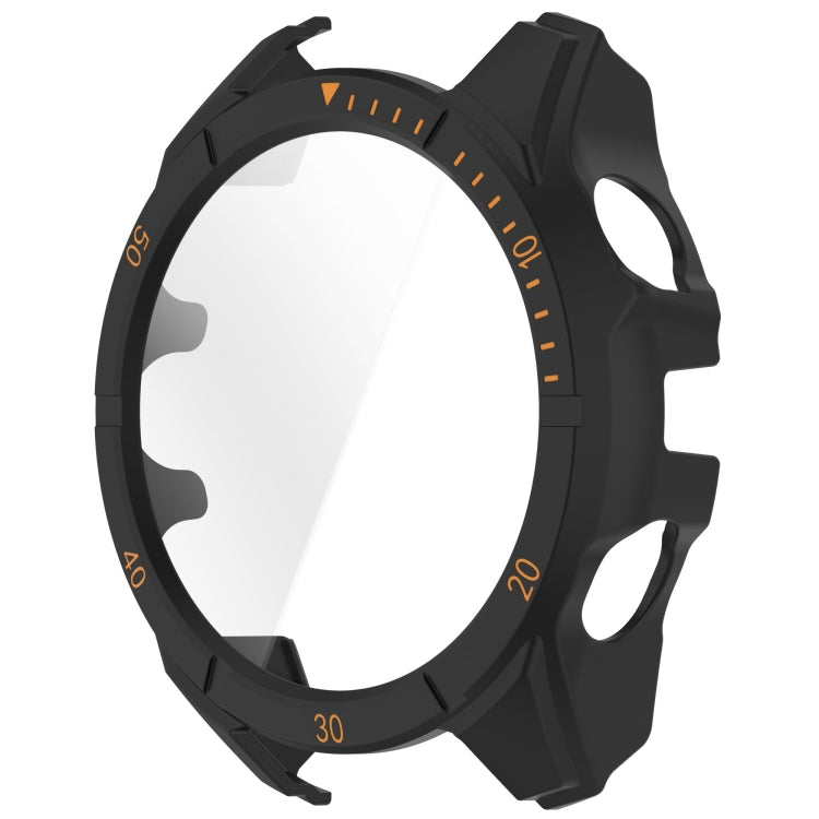 For Garmin Fenix 8 AMOLED 43mm Tempered Glass Film Integrated PC Watch Case(Black Orange) - Watch Cases by buy2fix | Online Shopping UK | buy2fix