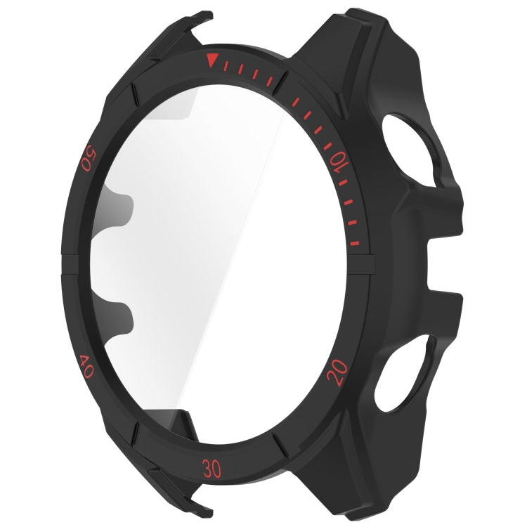 For Garmin Fenix 8 AMOLED 43mm Tempered Glass Film Integrated PC Watch Case(Black Red) - Watch Cases by buy2fix | Online Shopping UK | buy2fix