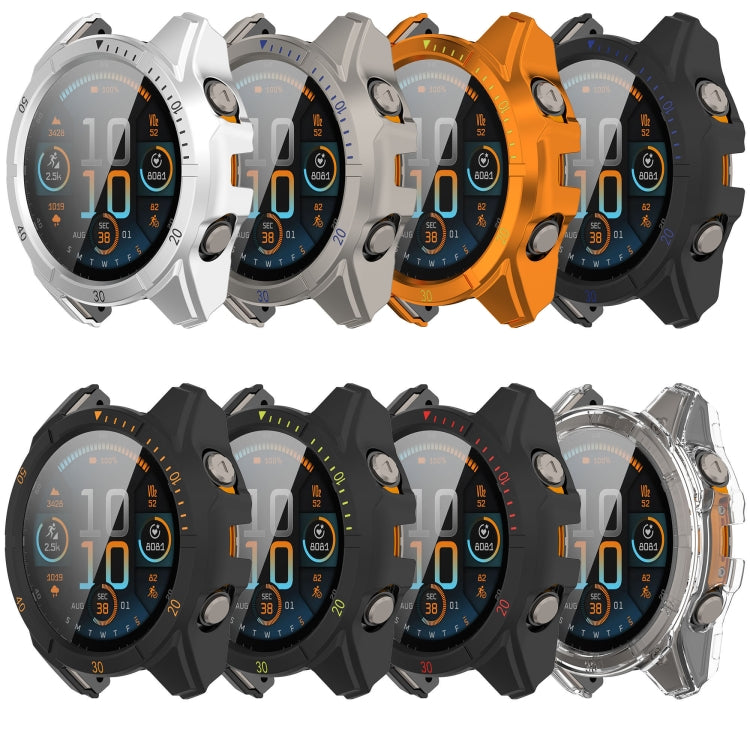 For Garmin Fenix 8 AMOLED 43mm Tempered Glass Film Integrated PC Watch Case(Orange Green) - Watch Cases by buy2fix | Online Shopping UK | buy2fix
