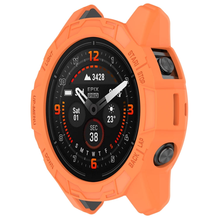 For Garmin Fenix E 47mm Armor Hollow TPU Half Coverage Watch Protective Case(Orange) by buy2fix