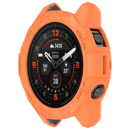 For Garmin Fenix E 47mm Armor Hollow TPU Half Coverage Watch Protective Case(Orange) by buy2fix