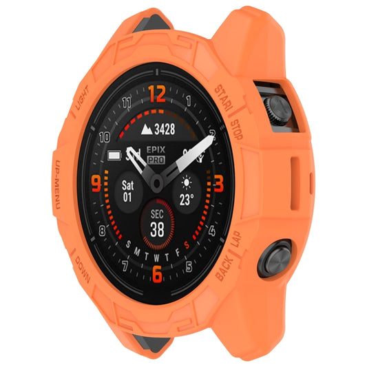 For Garmin Fenix E 47mm Armor Hollow TPU Half Coverage Watch Protective Case(Orange) by buy2fix