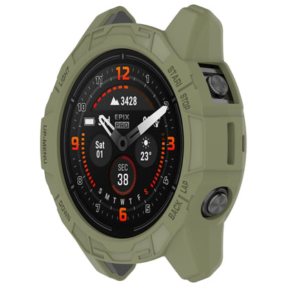 For Garmin Fenix E 47mm Armor Hollow TPU Half Coverage Watch Protective Case(Jungle Green) by buy2fix