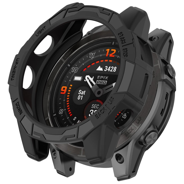 For Garmin Fenix E 47mm Armor Hollow TPU Half Coverage Watch Protective Case(Black) by buy2fix