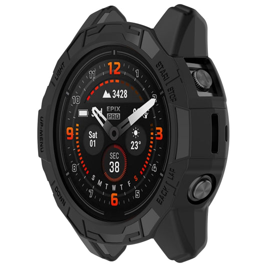 For Garmin Fenix E 47mm Armor Hollow TPU Half Coverage Watch Protective Case(Black) by buy2fix
