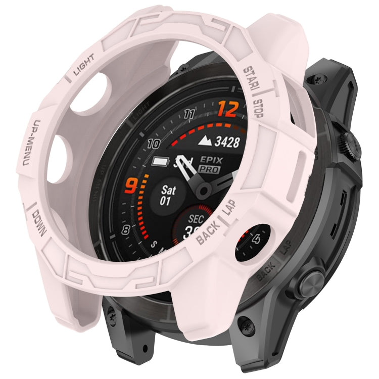 For Garmin Fenix E 47mm Armor Hollow TPU Half Coverage Watch Protective Case(Light Pink) by buy2fix