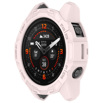For Garmin Fenix E 47mm Armor Hollow TPU Half Coverage Watch Protective Case(Light Pink) by buy2fix