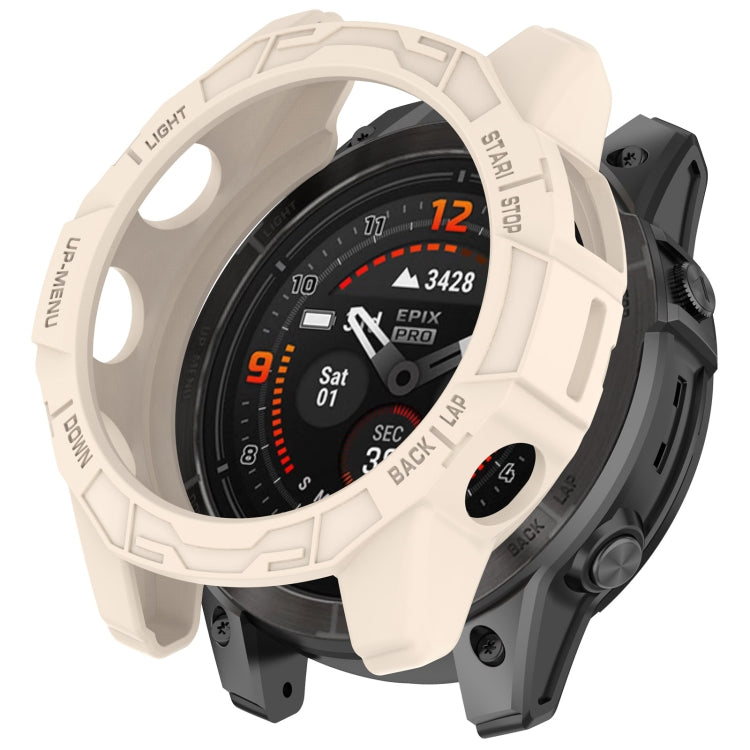 For Garmin Fenix E 47mm Armor Hollow TPU Half Coverage Watch Protective Case(Starlight) by buy2fix