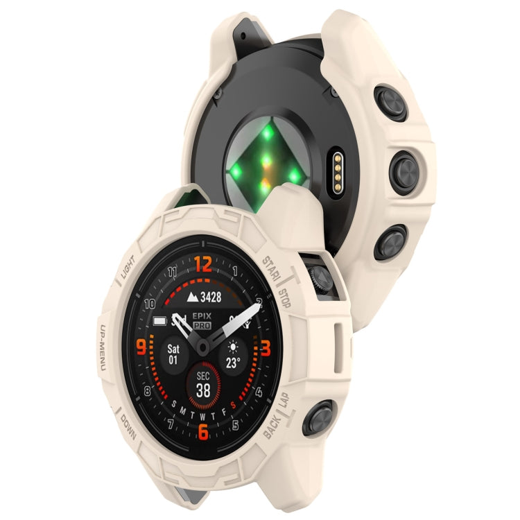 For Garmin Fenix E 47mm Armor Hollow TPU Half Coverage Watch Protective Case(Starlight) by buy2fix