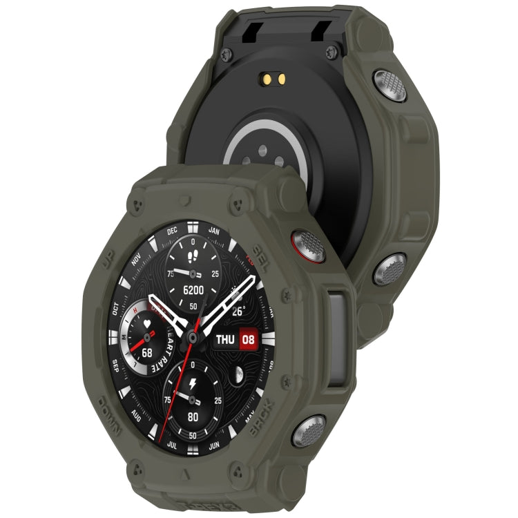For Amazfit T-Rex3 Armor Hollow TPU Half Coverage Watch Case(Juugle Green) by buy2fix