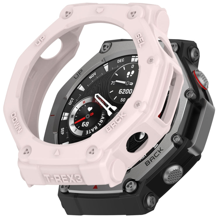 For Amazfit T-Rex3 Armor Hollow TPU Half Coverage Watch Case(Light Pink) by buy2fix