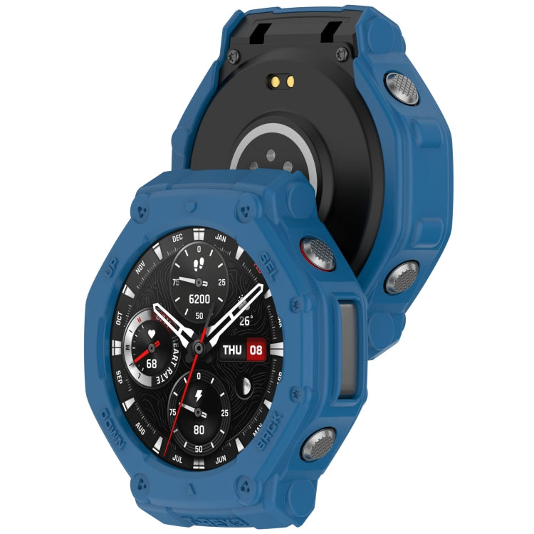 For Amazfit T-Rex3 Armor Hollow TPU Half Coverage Watch Case(Dark Blue) by buy2fix