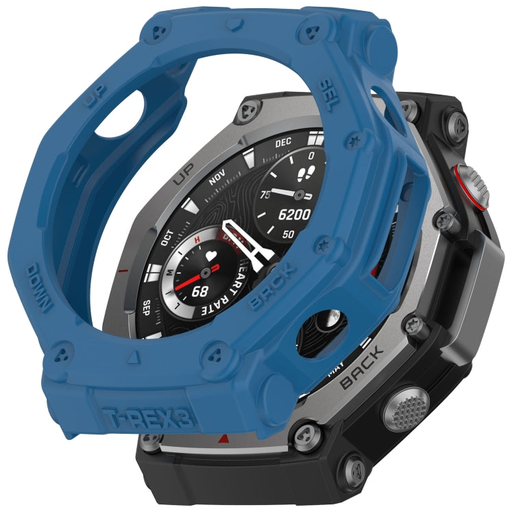 For Amazfit T-Rex3 Armor Hollow TPU Half Coverage Watch Case(Dark Blue) by buy2fix