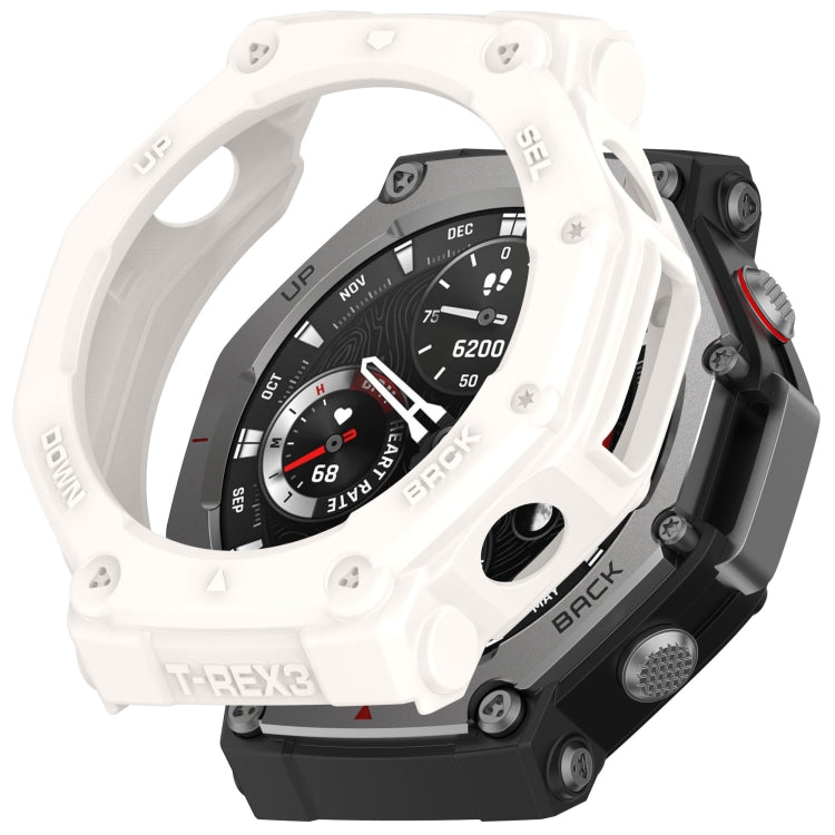 For Amazfit T-Rex3 Armor Hollow TPU Half Coverage Watch Case(Ivory White) by buy2fix