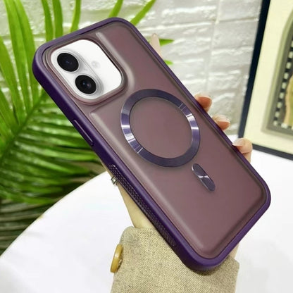 For iPhone 16 Plus Bread 3 in 1 MagSafe Acrylic Hybrid Silicone Phone Case(Dark Purple) by buy2fix