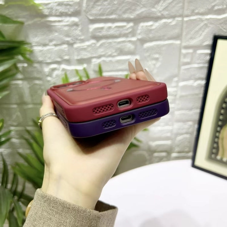 For iPhone 16 Pro Bread 3 in 1 MagSafe Acrylic Hybrid Silicone Phone Case(Dark Purple) by buy2fix