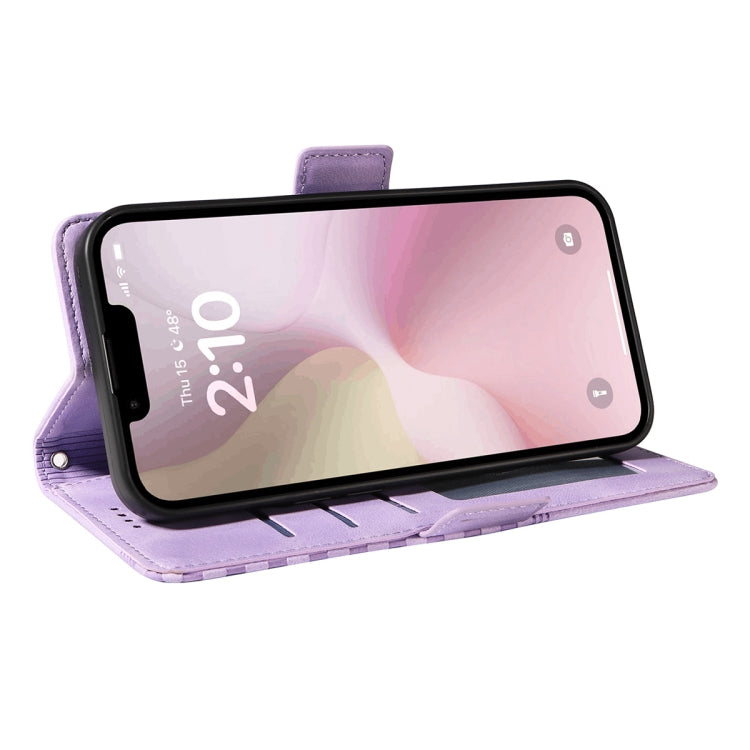 For iPhone 16e ENKAY Embossed Rhombus Starry Leather Phone Case with Screen Film(Blue) - iPhone 16e Cases by ENKAY | Online Shopping UK | buy2fix