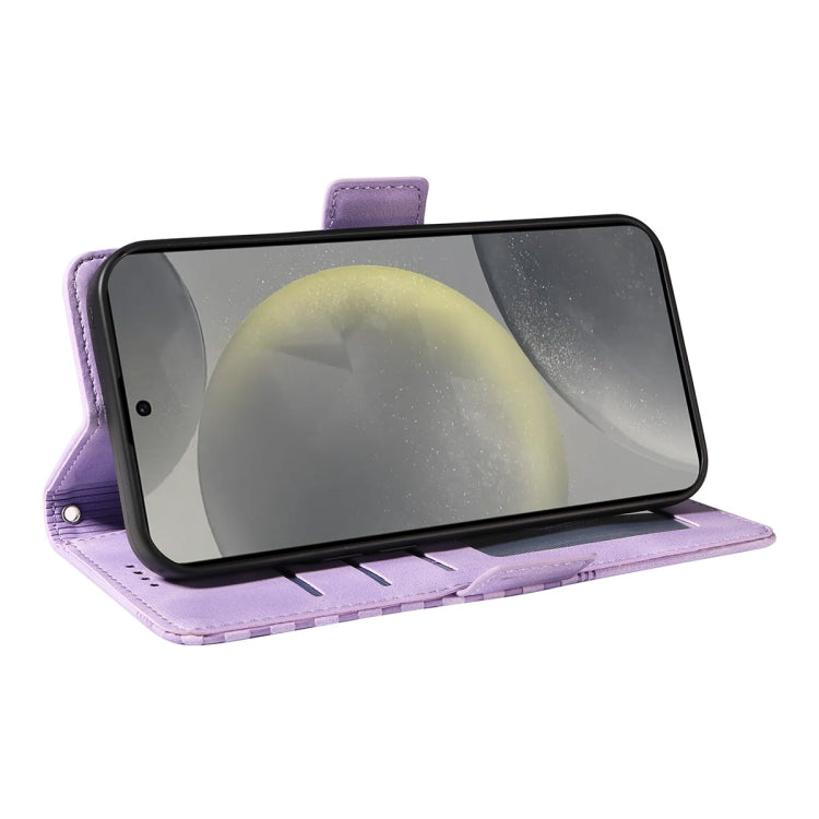 For Samsung Galaxy S25+ / S24+ 5G ENKAY Embossed Rhombus Starry Leather Phone Case with Screen Film(Blue) by ENKAY