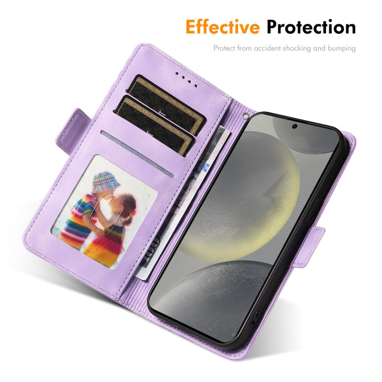 For Samsung Galaxy S25+ / S24+ 5G ENKAY Embossed Rhombus Starry Leather Phone Case with Screen Film(Blue) by ENKAY