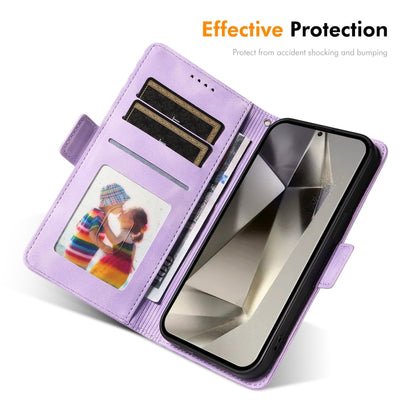 For Samsung Galaxy S25 Ultra 5G ENKAY Embossed Rhombus Starry Leather Phone Case with Screen Film(Brown) by ENKAY