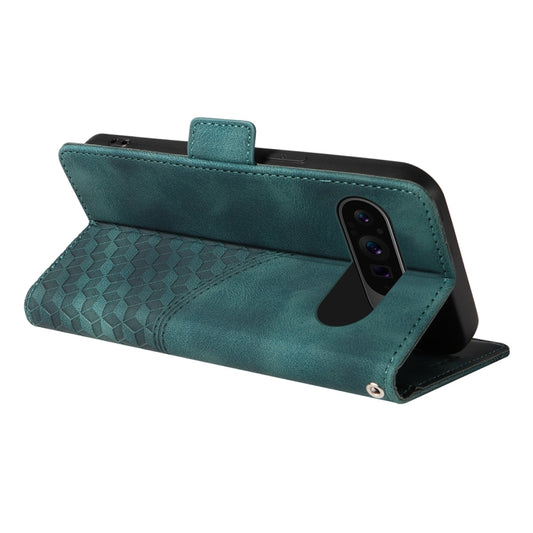 For Google Pixel 9 Pro XL ENKAY Embossed Rhombus Starry Leather Phone Case with Screen Film(Black) by ENKAY