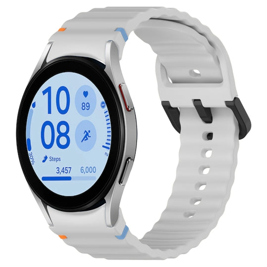 For Samsung Galaxy Watch FE 40mm Wavy Grain Stitched Black Buckle Silicone Watch Band(Light Gray)