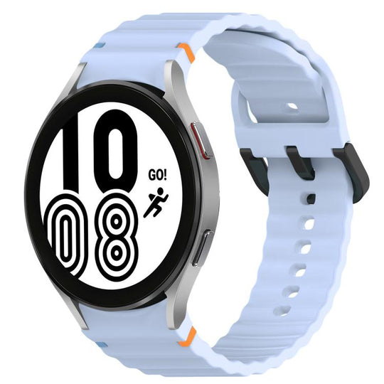 For Samsung Galaxy Watch 4 40 / 44mm Wavy Grain Stitched Black Buckle Silicone Watch Band(Light Blue)
