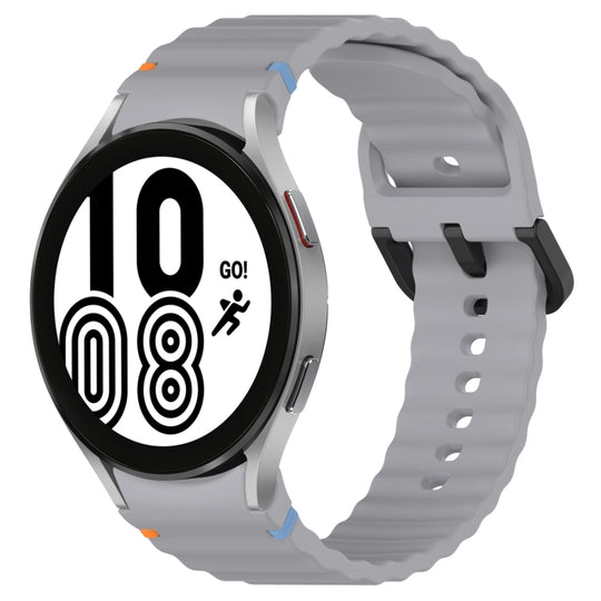 For Samsung Galaxy Watch 4 40 / 44mm Wavy Grain Stitched Black Buckle Silicone Watch Band(Space Gray)