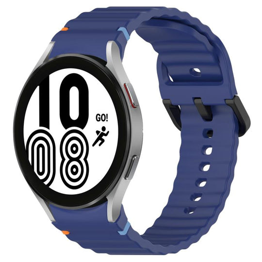 For Samsung Galaxy Watch 4 40 / 44mm Wavy Grain Stitched Black Buckle Silicone Watch Band(Midnight Blue)