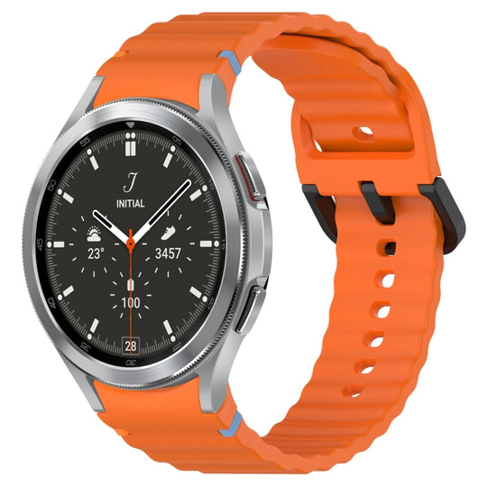 For Samsung Galaxy Watch 4 Classic 42 / 46mm Wavy Grain Stitched Black Buckle Silicone Watch Band(Orange)