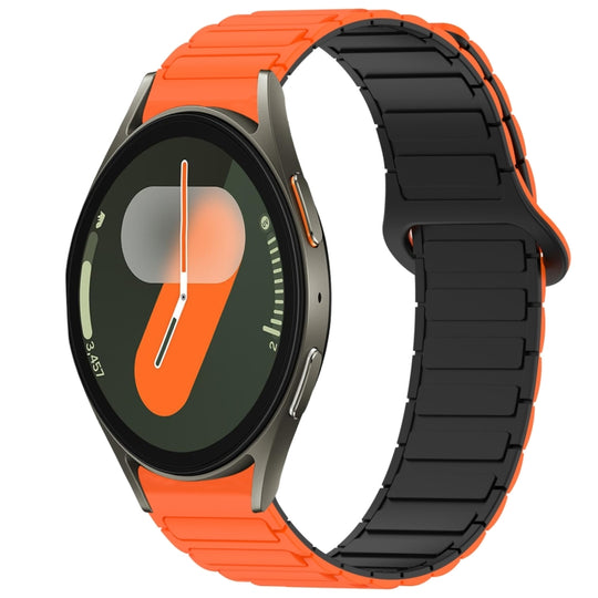 For Samsung Galaxy Watch 7 40 / 44mm Dual Color Magnetic Buckle Silicone Watch Band(Orange+Black)