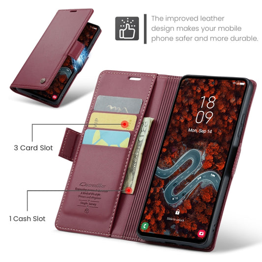 For Samsung Galaxy S24 FE 5G CaseMe 023 Butterfly Buckle Litchi Texture RFID Anti-theft Leather Phone Case(Red) by CaseMe