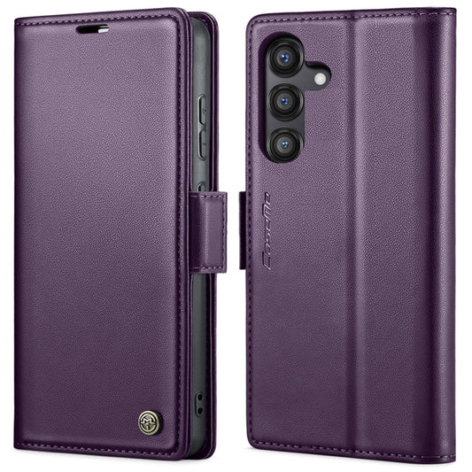 For Samsung Galaxy S24 FE 5G CaseMe 023 Butterfly Buckle Litchi Texture RFID Anti-theft Leather Phone Case(Purple) by CaseMe