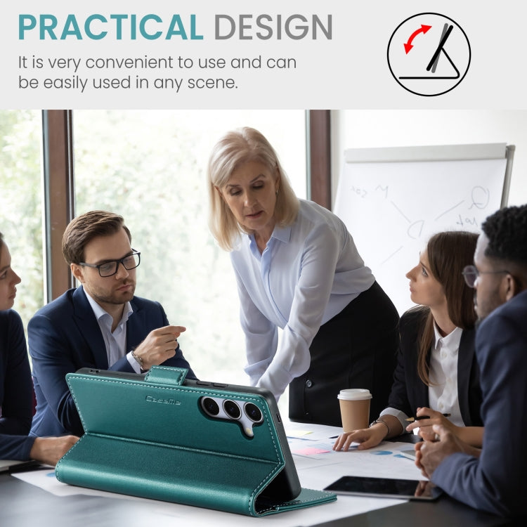 For Samsung Galaxy S25 5G CaseMe 023 Butterfly Buckle Litchi Texture RFID Anti-theft Leather Phone Case(Green) by CaseMe