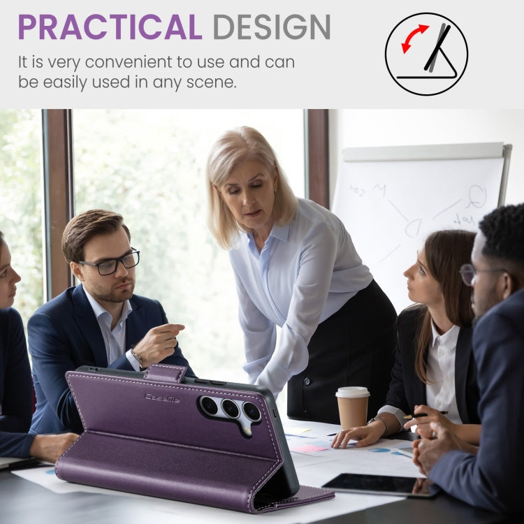 For Samsung Galaxy S25 5G CaseMe 023 Butterfly Buckle Litchi Texture RFID Anti-theft Leather Phone Case(Purple) by CaseMe