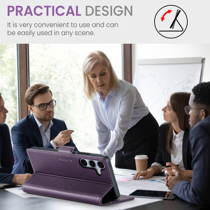 For Samsung Galaxy S25 5G CaseMe 023 Butterfly Buckle Litchi Texture RFID Anti-theft Leather Phone Case(Purple) by CaseMe