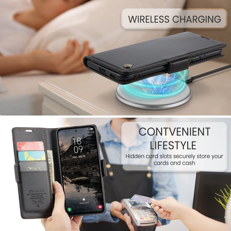 For Samsung Galaxy S25+ 5G CaseMe 023 Butterfly Buckle Litchi Texture RFID Anti-theft Leather Phone Case(Black) by CaseMe