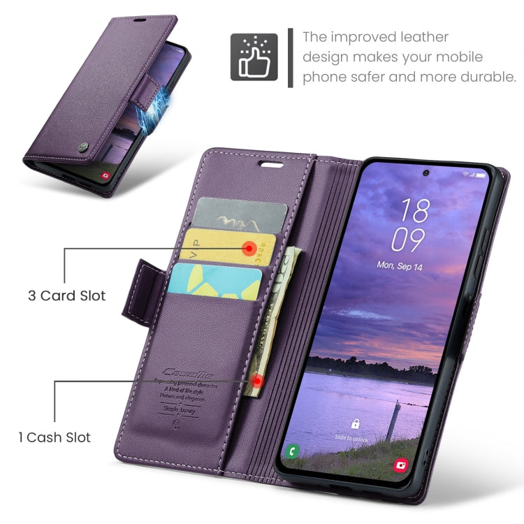 For Samsung Galaxy S25+ 5G CaseMe 023 Butterfly Buckle Litchi Texture RFID Anti-theft Leather Phone Case(Purple) by CaseMe