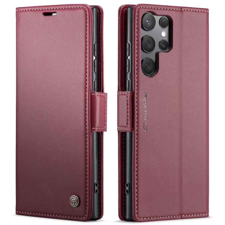 For Samsung Galaxy S25 Ultra 5G CaseMe 023 Butterfly Buckle Litchi Texture RFID Anti-theft Leather Phone Case(Red) by CaseMe