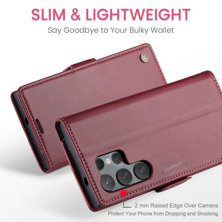 For Samsung Galaxy S25 Ultra 5G CaseMe 023 Butterfly Buckle Litchi Texture RFID Anti-theft Leather Phone Case(Red) by CaseMe