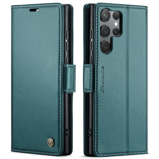 For Samsung Galaxy S25 Ultra 5G CaseMe 023 Butterfly Buckle Litchi Texture RFID Anti-theft Leather Phone Case(Green) by CaseMe
