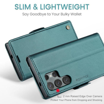 For Samsung Galaxy S25 Ultra 5G CaseMe 023 Butterfly Buckle Litchi Texture RFID Anti-theft Leather Phone Case(Green) by CaseMe