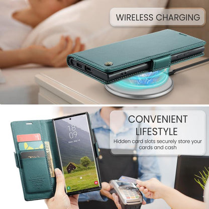 For Samsung Galaxy S25 Ultra 5G CaseMe 023 Butterfly Buckle Litchi Texture RFID Anti-theft Leather Phone Case(Green) by CaseMe