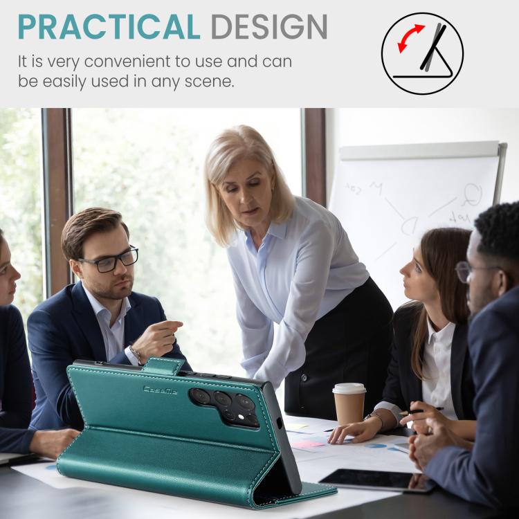 For Samsung Galaxy S25 Ultra 5G CaseMe 023 Butterfly Buckle Litchi Texture RFID Anti-theft Leather Phone Case(Green) by CaseMe