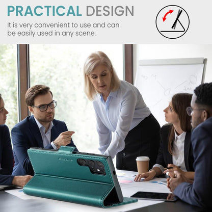 For Samsung Galaxy S25 Ultra 5G CaseMe 023 Butterfly Buckle Litchi Texture RFID Anti-theft Leather Phone Case(Green) by CaseMe