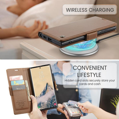 For Samsung Galaxy S25 Ultra 5G CaseMe 023 Butterfly Buckle Litchi Texture RFID Anti-theft Leather Phone Case(Brown) by CaseMe